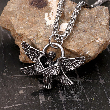 Praying Angel Wings Stainless Steel Pendant