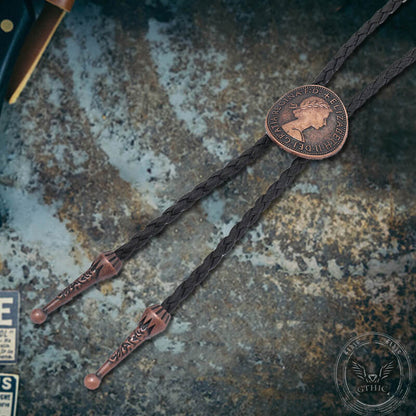 Queen Pattern Ancient Coin Alloy Bolo Tie