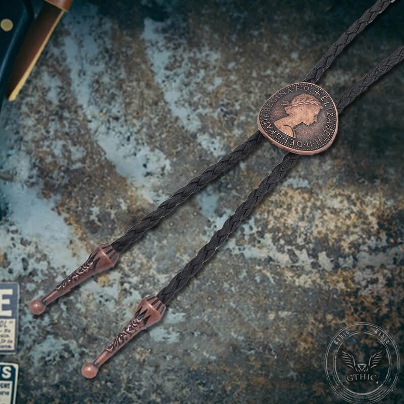 Queen Pattern Ancient Coin Alloy Bolo Tie