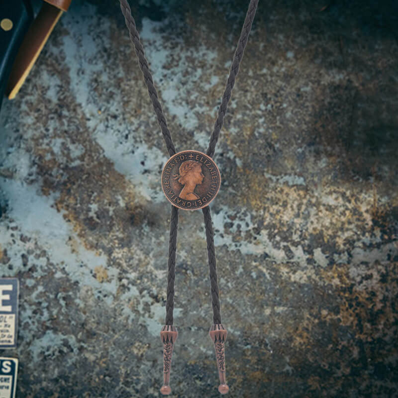 Queen Pattern Ancient Coin Alloy Bolo Tie