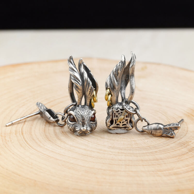 Rabbit Sterling Silver Stud Earring