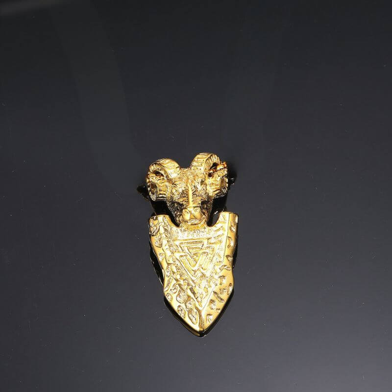 Ram Shield Stainless Steel Viking Pendant