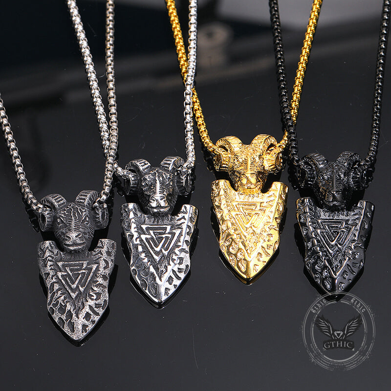 Ram Shield Stainless Steel Viking Pendant