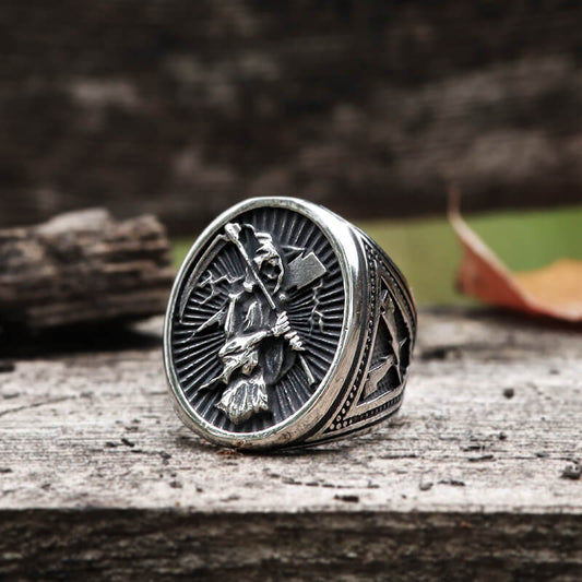 Reaper Scythe Stainless Steel Skull Ring