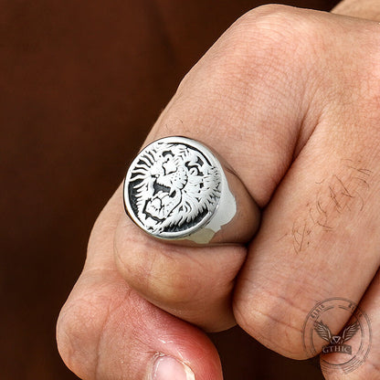 Roaring Tiger Head Stainless Steel Ring