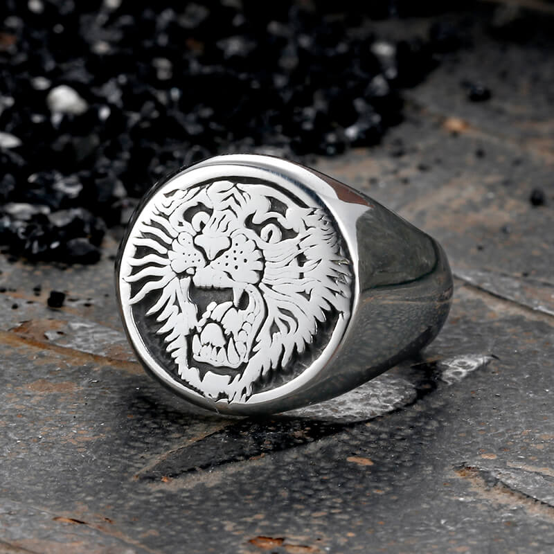 Roaring Tiger Head Stainless Steel Ring