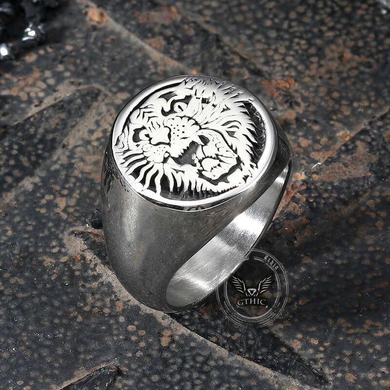 Roaring Tiger Head Stainless Steel Ring