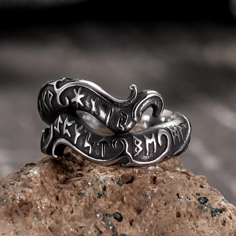 Rune Symbol Serpent Stainless Steel Viking Ring