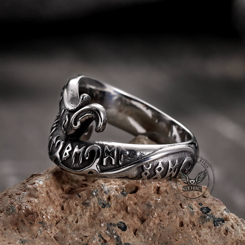 Rune Symbol Serpent Stainless Steel Viking Ring