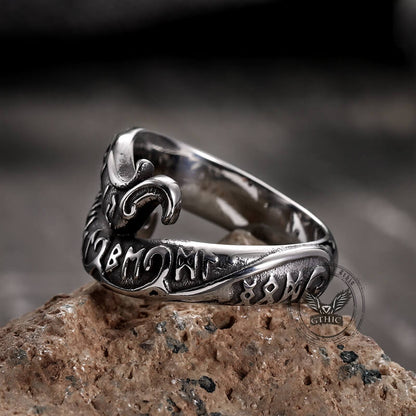 Rune Symbol Serpent Stainless Steel Viking Ring