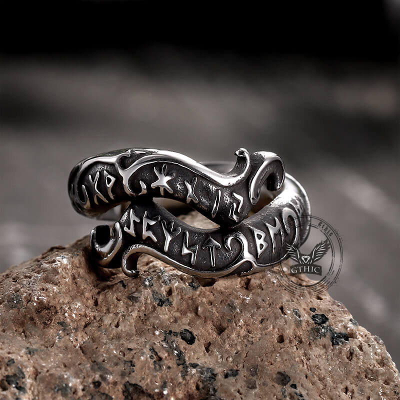 Rune Symbol Serpent Stainless Steel Viking Ring