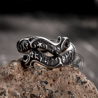 Rune Symbol Serpent Stainless Steel Viking Ring
