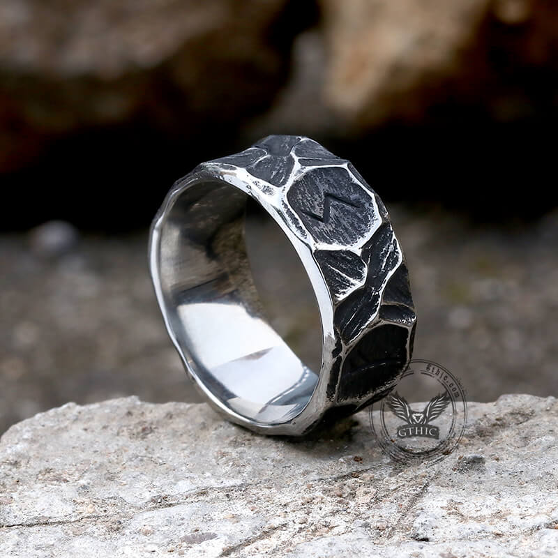 Runes Stainless Steel Viking Ring