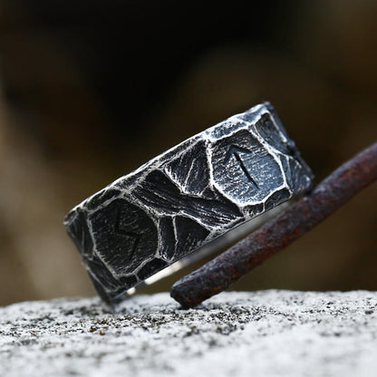 Runes Stainless Steel Viking Ring