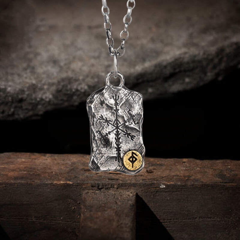 Runes Vegvisir Sterling Silver Viking Necklace