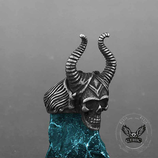 Satan Horn Stainless Steel Skull Ring