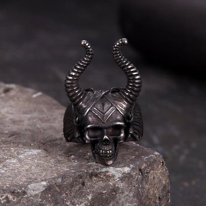 Satan Horn Stainless Steel Skull Ring