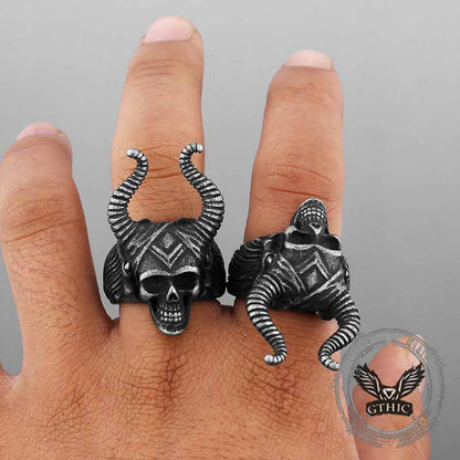 Satan Horn Stainless Steel Skull Ring