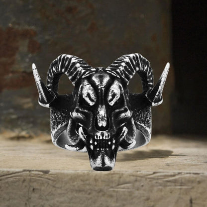 Satan Ram Head Stainless Steel Ring