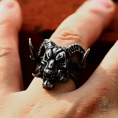 Satan Ram Head Stainless Steel Ring