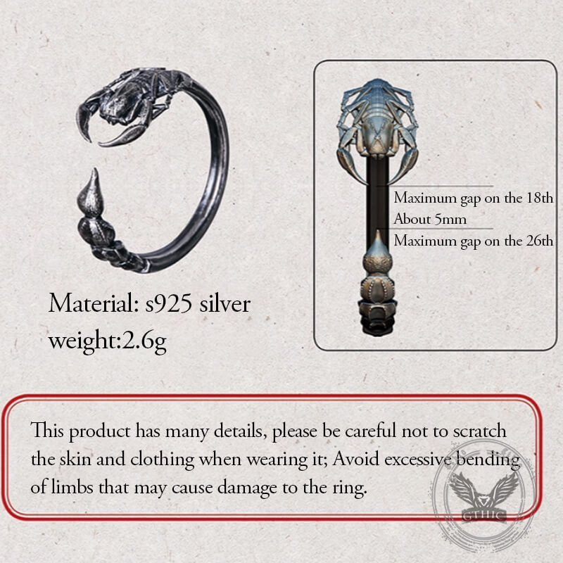 Scorpion Sterling Silver Animal Open Ring