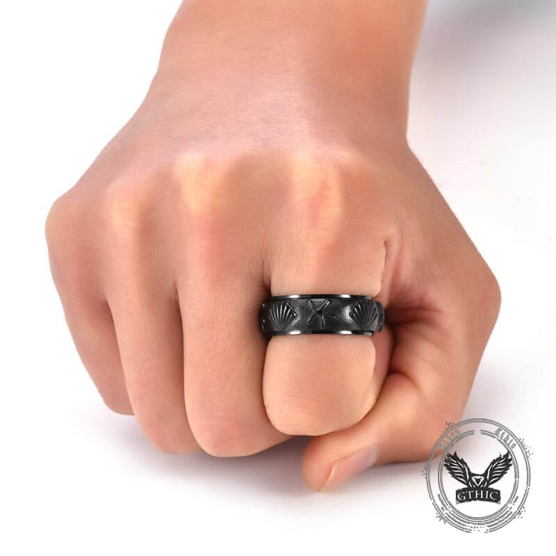 Shell Starfish Stainless Steel Spinner Ring