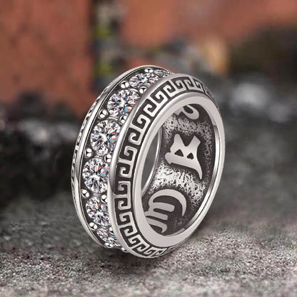 Six-word Mantra Zircon Stainless Steel Ring