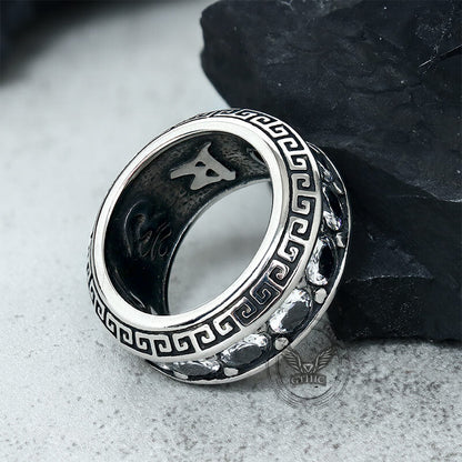 Six-word Mantra Zircon Stainless Steel Ring