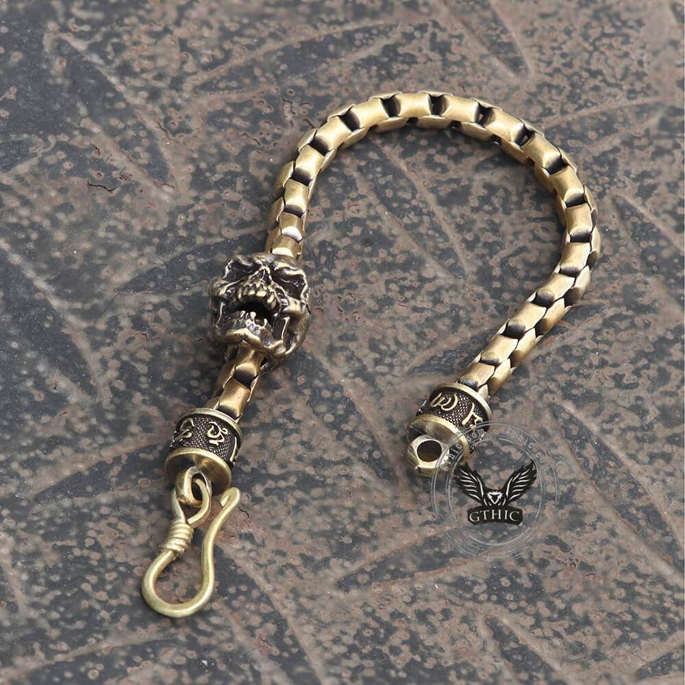Skull Brass Box Chain Bracelet