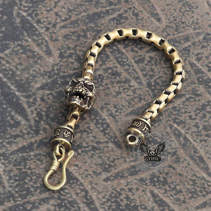 Skull Brass Box Chain Bracelet