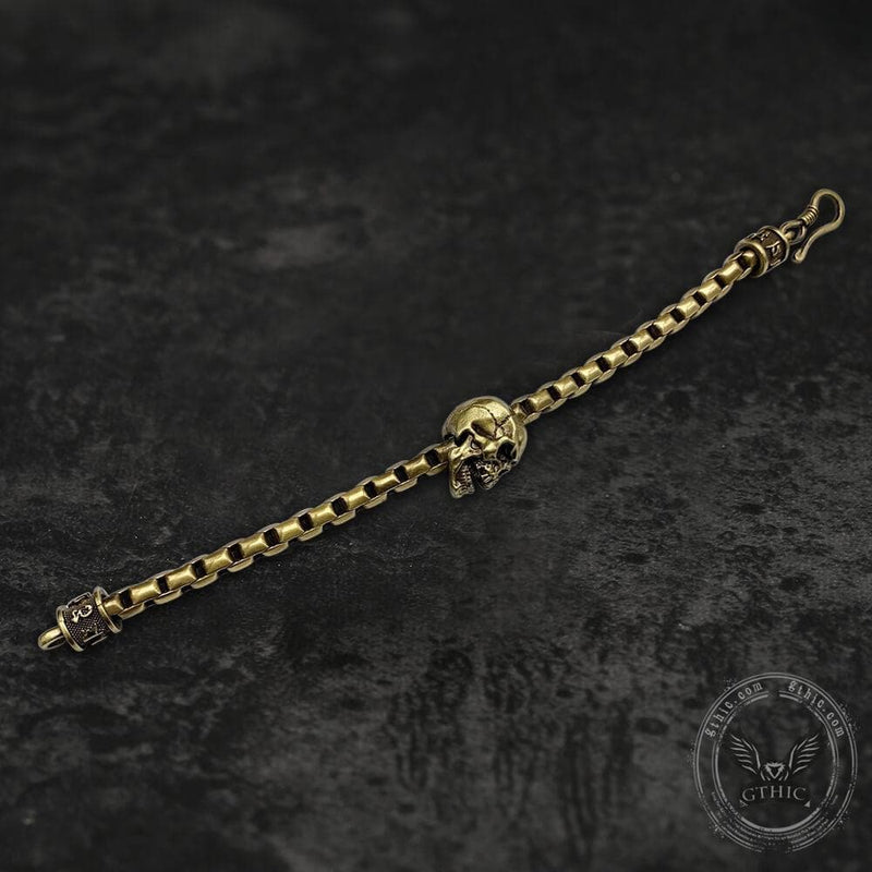 Skull Brass Box Chain Bracelet