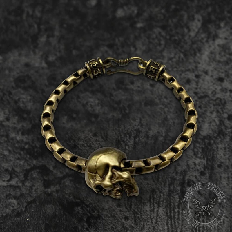 Skull Brass Box Chain Bracelet