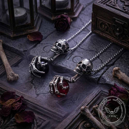 Skull Hand-held Gem Stainless Steel Pendant