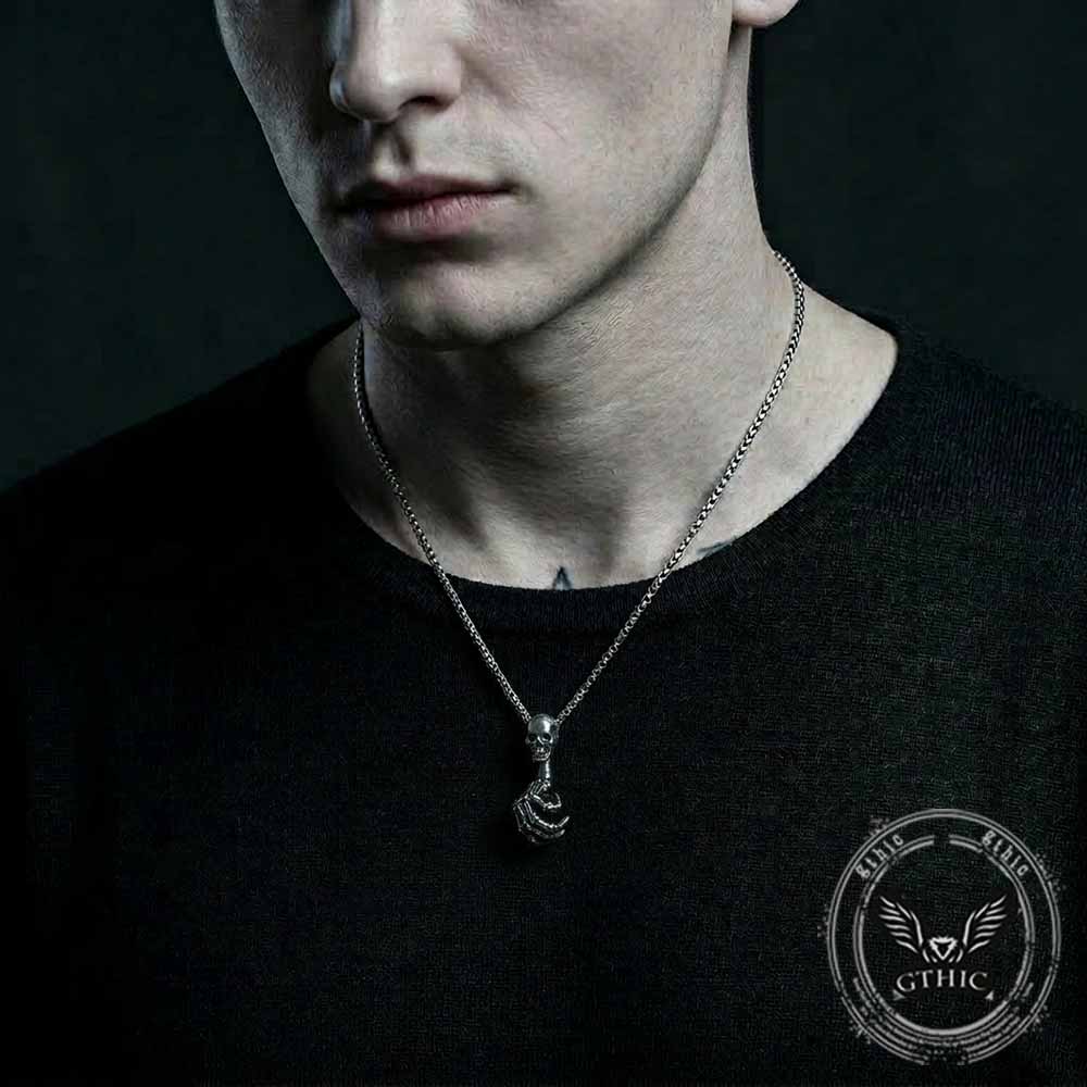 Skull Hand-held Gem Stainless Steel Pendant
