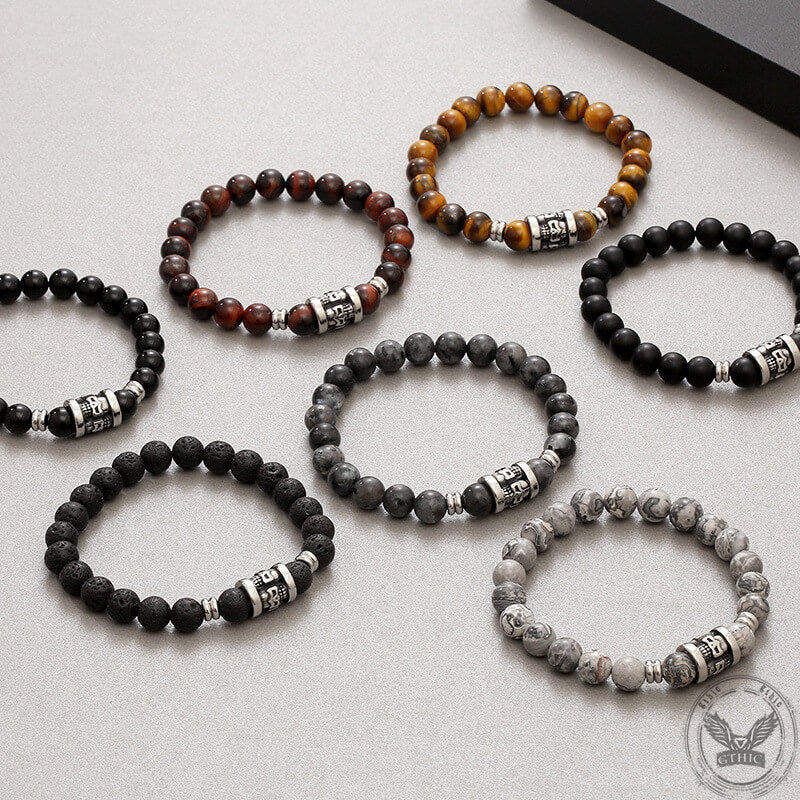 Skull Pattern Natural Stone Bracelet