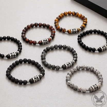 Skull Pattern Natural Stone Bracelet