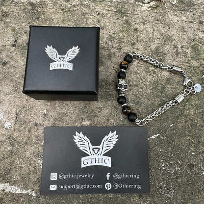 Skull Tiger Eye Stainless Steel Bracelet