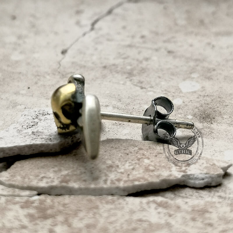 Skull Wings Sterling Silver Stud Earrings
