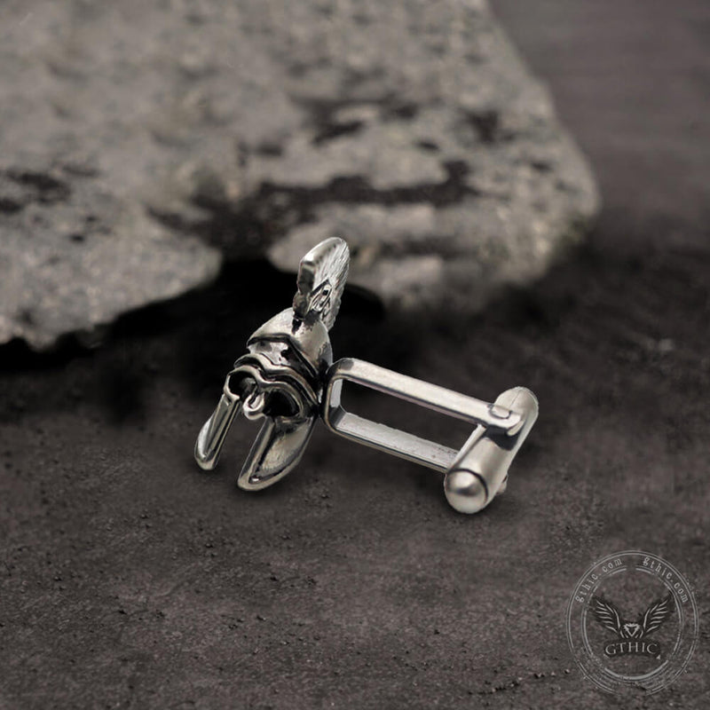 Spartan Helmet Brass Cufflinks Tie Clip