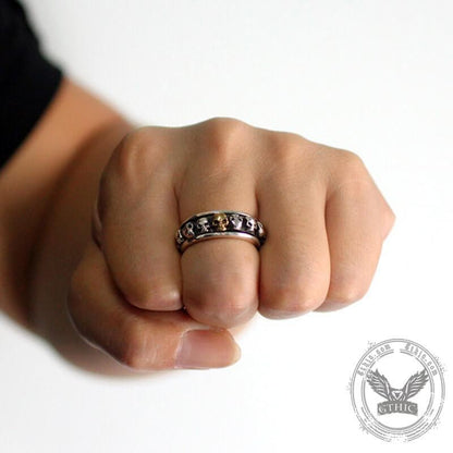 Skull Punk Sterling Silver Spinner Ring