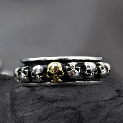 Skull Punk Sterling Silver Spinner Ring