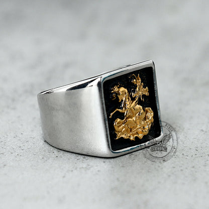 St. George Dragon Knight Slayer Stainless Steel Ring