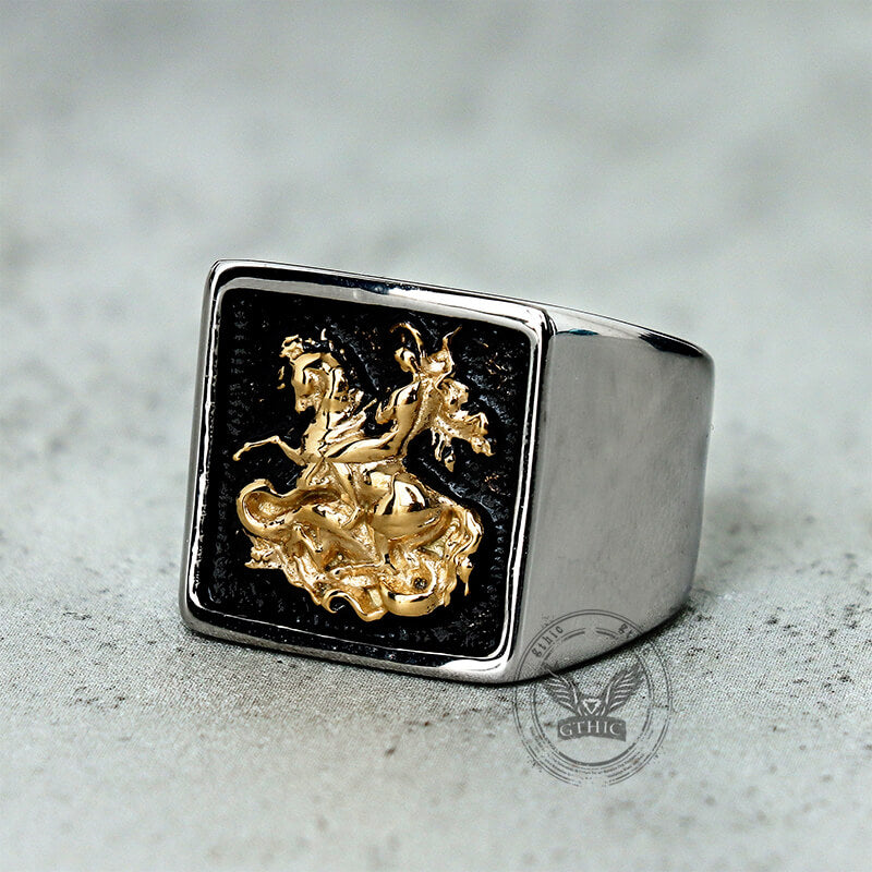 St. George Dragon Knight Slayer Stainless Steel Ring