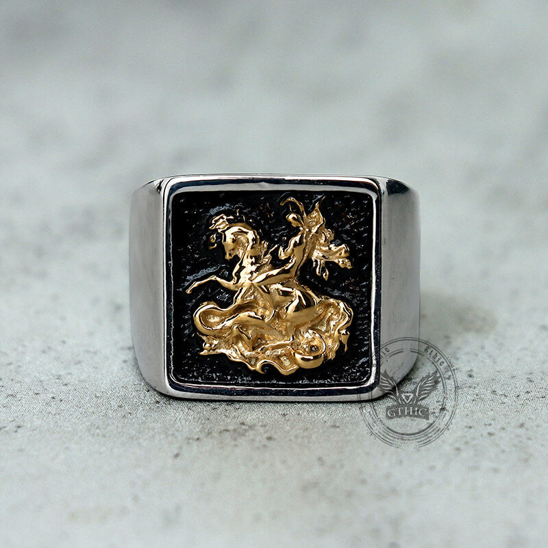 St. George Dragon Knight Slayer Stainless Steel Ring