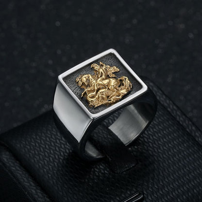 St. George Dragon Knight Slayer Stainless Steel Ring