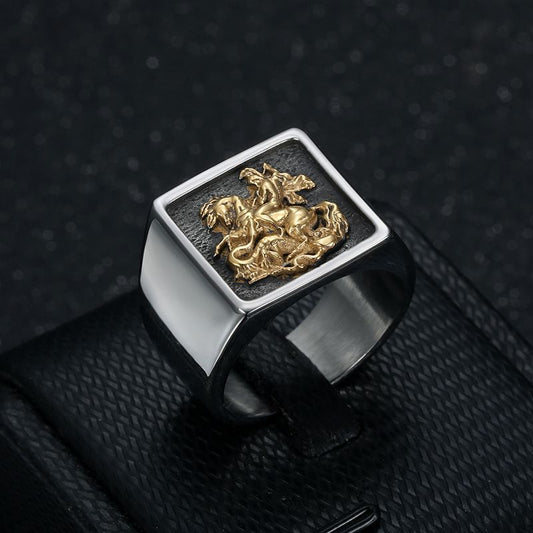 St. George Dragon Knight Slayer Stainless Steel Ring
