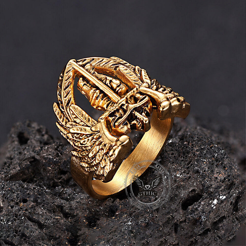 St. Michael Archangel Stainless Steel Hollow Ring