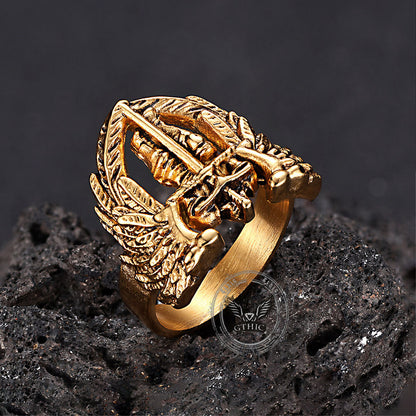 St. Michael Archangel Stainless Steel Hollow Ring