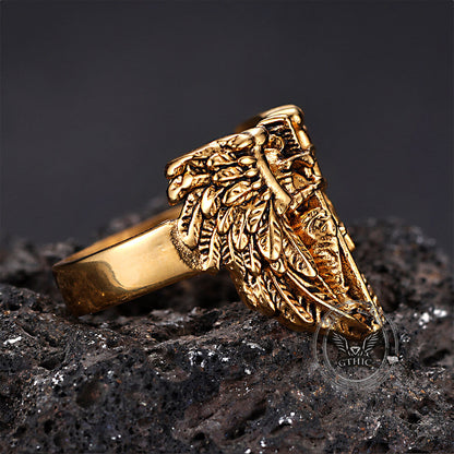 St. Michael Archangel Stainless Steel Hollow Ring