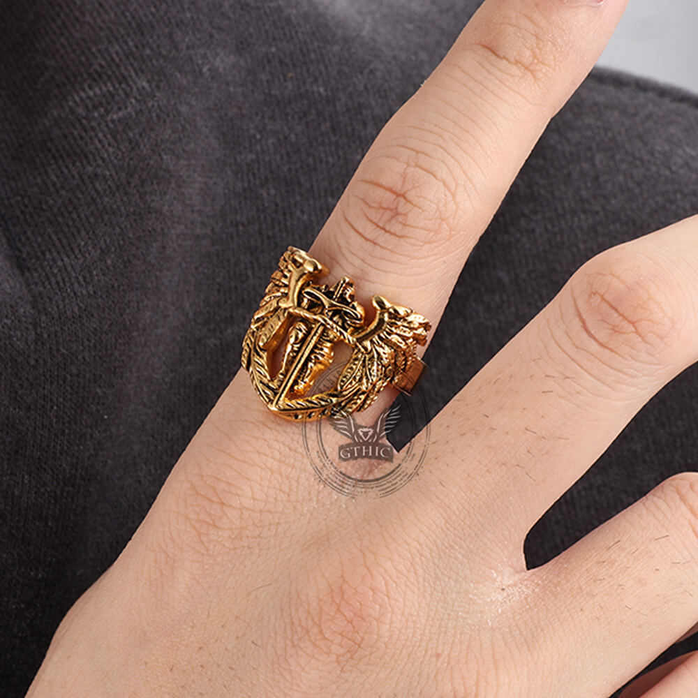 St. Michael Archangel Stainless Steel Hollow Ring